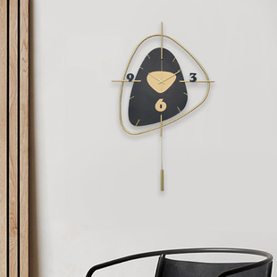 现代铁艺创意时尚摇摆挂钟客厅墙面静音钟表家用挂墙餐厅简约时钟