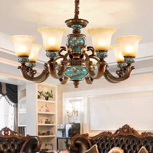 欧式客厅吊灯2023年套餐奢华大气别墅餐厅卧室家用复古树脂灯