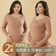 孕妇秋衣秋裤套装秋冬款德绒保暖大码内衣哺乳月子服产后喂奶睡衣