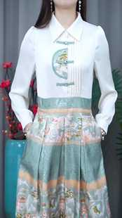 新中式国风套装女春季时尚气质名媛高档显瘦遮肚马面裙两件套