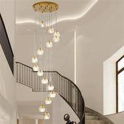轻奢吊灯led圆形水晶灯，楼梯灯简约楼中楼吊灯跃层水晶灯