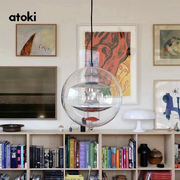 Atoki圆球吊灯银色 颜值星球轻奢玻璃餐厅灯 现代咖啡店北欧设计