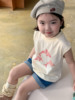 韩国童装2024春季韩系女童印花针织无袖上衣，洋气百搭海豚t恤