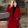 红色毛呢外套女韩系秋冬大码女装胖mm高级感小个子加厚呢子大衣