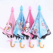 儿童雨伞女童KT猫粉红小猪轻便可爱公主冰激淋长柄带套口哨太阳伞