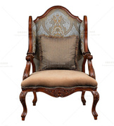 美式实木沙发椅客厅实木沙发经典高背老虎椅阳台休闲椅带扶手书椅
