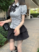 日系jk裙制服套装学院风小个子夏季辣妹纯欲衬衫半身裙短裙两件套
