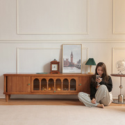 归家原创法式复古实木电视柜，美式客厅小户型视听柜组合中古风家具
