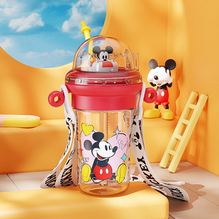 迪士尼水杯儿童吸管水杯米奇Tritan男童喷泉女宝宝幼儿园礼物杯子