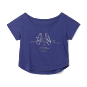 Chacott芭蕾舞品牌木耳边设计女士短袖T恤深蓝色