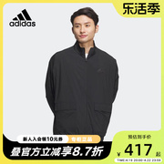 阿迪达斯黑色梭织夹克男2024夏季运动服休闲宽松外套IT3954