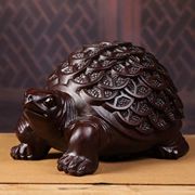 黑檀木雕刻龟摆件客厅，装饰品实木质金钱龟，风水摆件红木制乌龟家用