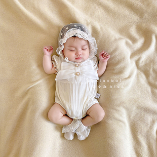 新生婴儿衣服夏装薄款连体衣，宝宝超萌满月百天公主哈衣夏季包屁衣