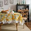 桌布黄色花朵印花荷叶边田园风格餐桌家用长方形