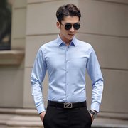 夏季男士长袖黑白衬衫商务正装，短袖修身薄款衬衣青年职业工装潮男
