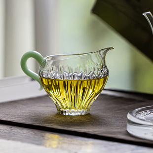 加厚耐高温玻璃公道杯高档透明分，茶器功夫茶具配件带把防烫茶海