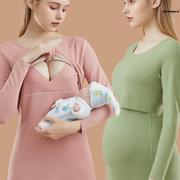 。2023产后哺衣秋冬孕妇坐月子睡衣哺乳秋衣喂奶专用打底女长袖保