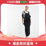 香港直邮潮奢maternity女士，设计孕妇装粗棉布，撞色缝线连衣裙(黑