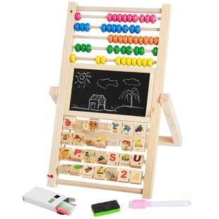 木制画板三合一计算架早教多功能翻板架1-3岁儿童益智启蒙玩具