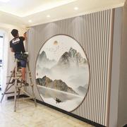 现代新中式山水电视机背景墙壁纸影视墙布客厅沙发壁画2022年