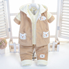 男宝宝套装婴儿灯芯绒，棉服加厚0-1-2岁女宝秋冬装，外穿马甲三件套