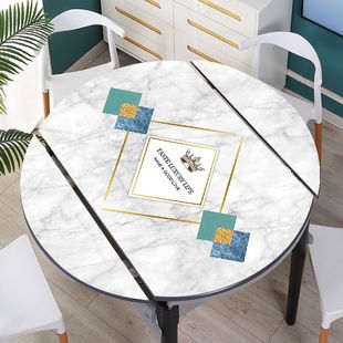 折叠圆桌桌垫椭圆形餐桌，垫防水防油耐高温软玻璃pvc现代简约免洗