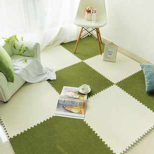 家用拼接地毯卧室满铺可爱方块，短毛绒泡沫地毯大号加厚榻榻米垫子