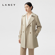 LANCY/朗姿春季修身风衣女收腰显瘦高级感双排扣宽松外套女