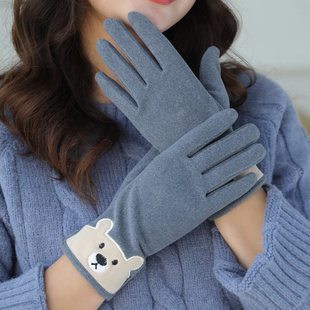 保暖手套女冬季可爱韩版卡通，学生加绒加厚触屏防寒春秋薄骑车开车