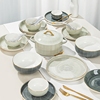 现代轻奢碗碟套装家用北欧餐具，网红金边陶瓷饭碗盘子碗筷组合桑陌