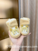 婴儿鞋冬季男女宝宝加绒6到12个月0-1岁宝宝学步软底防滑不掉