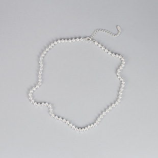 925纯银波光粼粼意大利精雕，雕花弯珠项链，ins网红裸链锁骨链