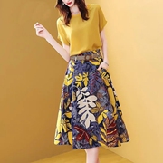 高贵妈妈35夏装洋气时尚女装，雪纺连衣裙子，套装中年30一40岁两件套