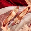 2024红色婚鞋新娘鞋高级感古风秀禾服法式水晶高跟鞋女不累脚