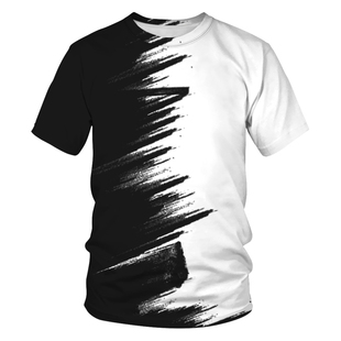 黑白t恤男 2023短袖 3d印花立体效果设计感 情侣个性学生上衣