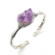 天然紫水晶手镯海蓝宝原石手环开口可调节欧美风外贸手链饰品礼物