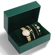 士钢带手表绿色套装搭配饰品满钻手链手镯套装纪念品IBSO女