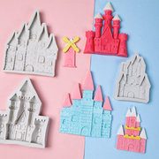 城堡翻糖巧克力硅胶模具立体小公主王子儿童DIY风车房子烘焙蛋糕