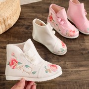 儿童汉服鞋子秋季童靴中国风女童古装绣花单靴学生表演出短靴