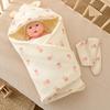 婴儿豆豆绒抱被新生儿产房包被0-3月外出春秋薄棉抱毯宝宝包裹被