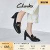 Clarks其乐女鞋单鞋春秋季黑色高跟鞋浅口方头金属环扣鞋子女