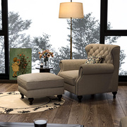 美式轻奢布艺沙发组合小户型，棉麻乳胶单双三人，位现代简约客厅家具