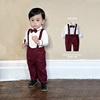 儿童Polo领婴童周岁礼服领结衬衫长袖背带裤英伦风绅士礼服秋款潮