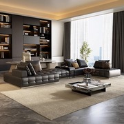 意式轻奢真皮沙发组合高端设计师转角大平层别墅大户型劳伦斯沙发