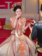 秀禾服新娘2024中式嫁衣，香槟色结婚礼服龙凤褂，高级重工出阁服
