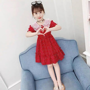 女童夏装连衣裙2021韩版超洋气小女孩公主裙儿童网红雪纺裙。