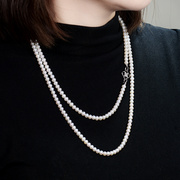 天然淡水珍珠项链轻奢女毛衣链长款高级感白月光气质时尚复古颈饰