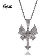 欧美嘻哈十字架项链小众创意，天使之翼十字，造型吊坠情侣项链毛衣链