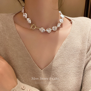 异形不规则巴洛克珍珠项链女高级设计感小众颈链锁骨链夸张潮