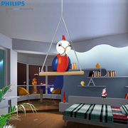 飞利浦啄木鸟儿童房卧室吊灯木制卡通创意童趣小朋友男女孩吊线灯